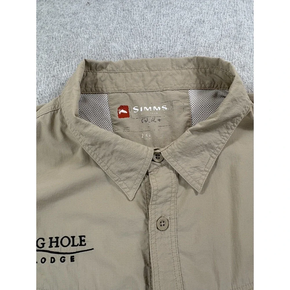 Simms BIG HOLE LODGE Breathable Button Down Shirt (Men's 2XL) Tan